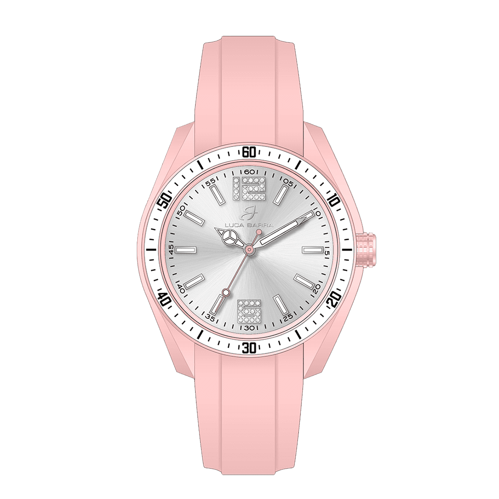 MONTRE FEMME EN SILICONE ROSE ET BLANC Luca Barra