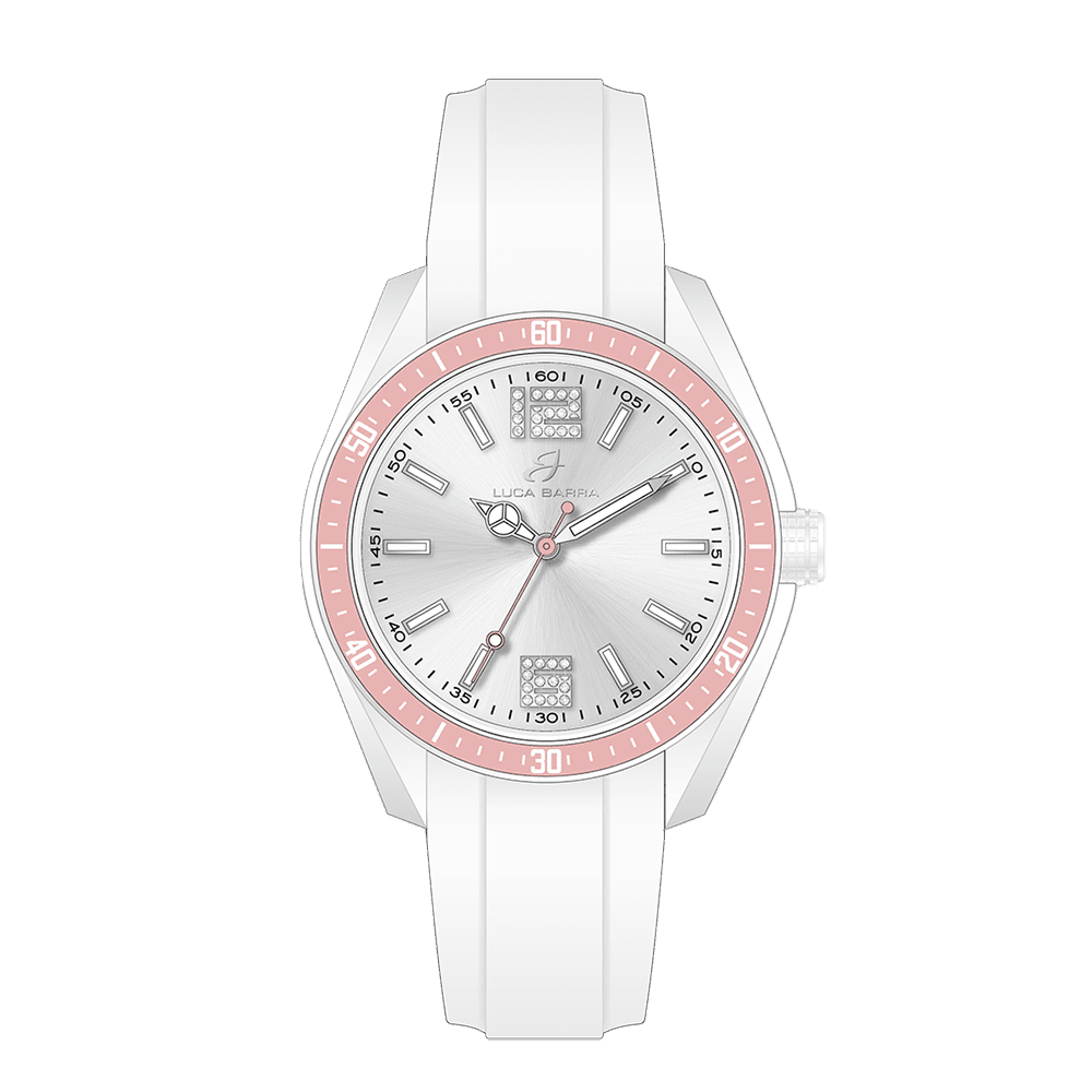 MONTRE POUR DAMES EN SILICONE ROSE ET BLANC