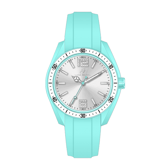 MONTRE FEMME EN SILICONE BLANC ET AIGUE-MARINE