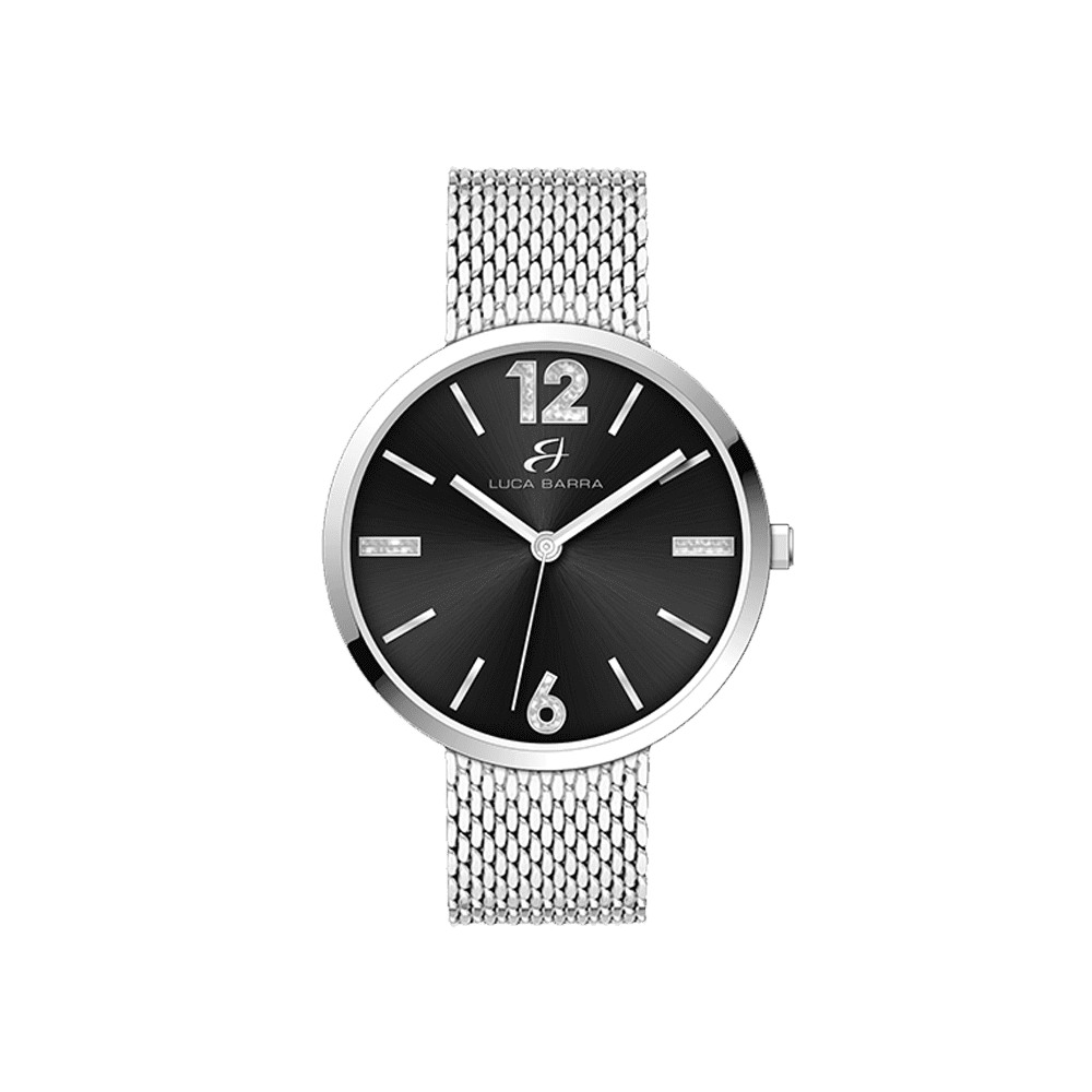 MONTRE MILANO MESH EN ACIER POUR DAMES AVEC CADRAN NOIR