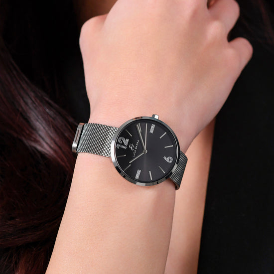 MONTRE POUR FEMME EN ACIER DE MILAN ET CADRAN NOIR Luca Barra