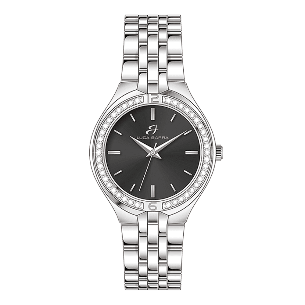 MONTRE FEMME EN ACIER CADRAN NOIR