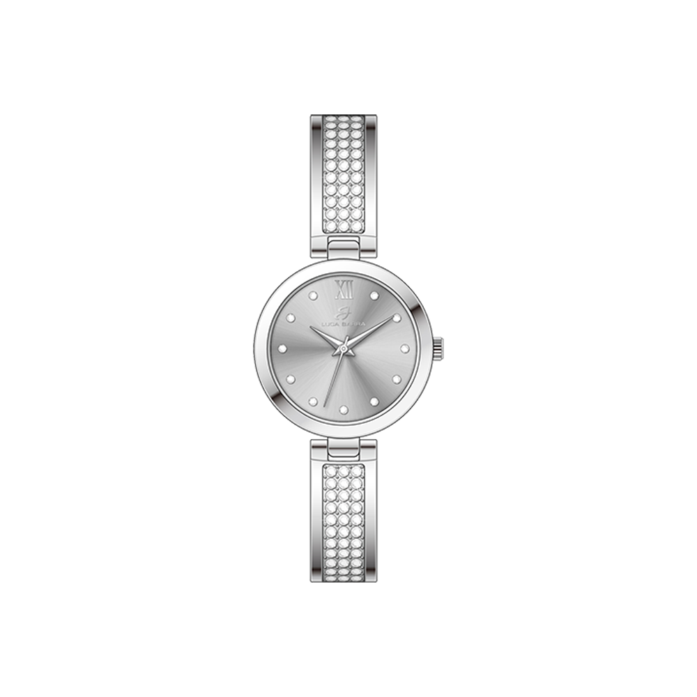 MONTRE FEMME EN CRISTAUX D'ACIER ET CADRAN GRIS Luca Barra