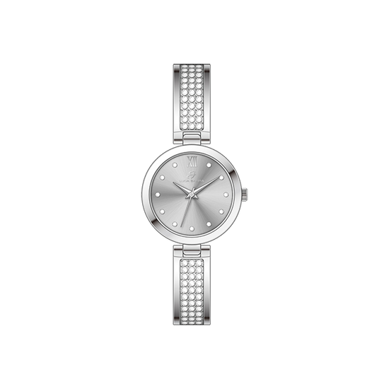 MONTRE FEMME EN CRISTAUX D'ACIER ET CADRAN GRIS Luca Barra