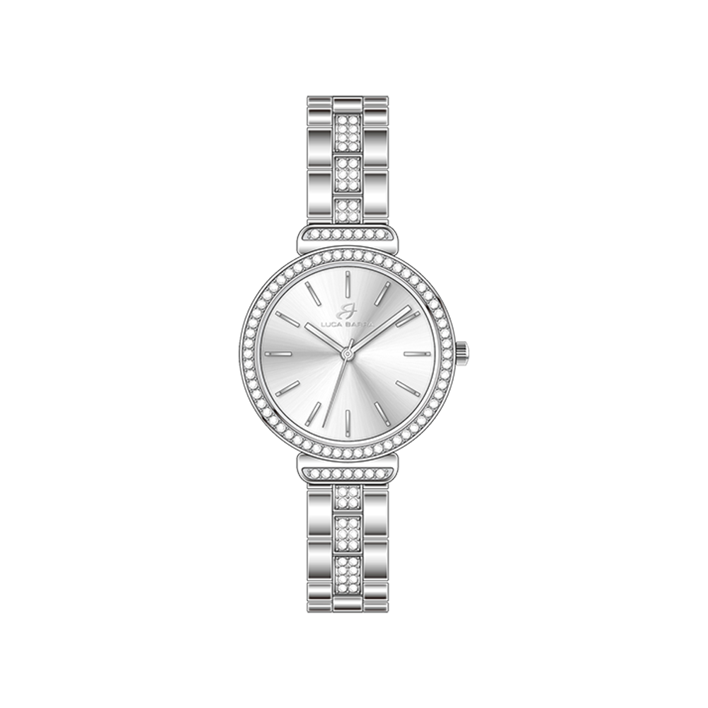 MONTRE POUR FEMME EN ACIER CRISTAUX GLACES ET CADRAN GRIS Luca Barra