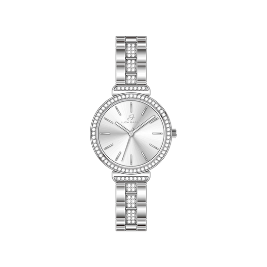 MONTRE POUR FEMME EN ACIER CRISTAUX GLACES ET CADRAN GRIS Luca Barra