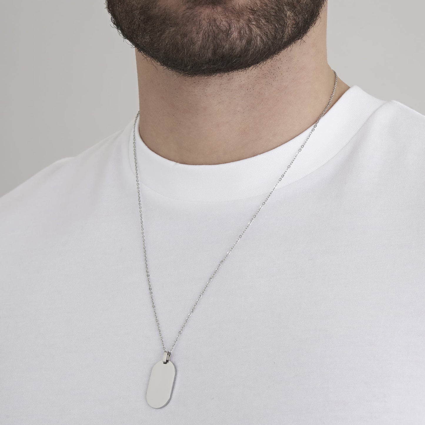 COLLIER EN ACIER POUR HOMME AVEC PLAQUE PERSONNALISABLE