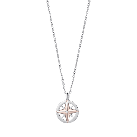 COLLIER HOMME EN ACIER AVEC IP ROSE WIND ROSE