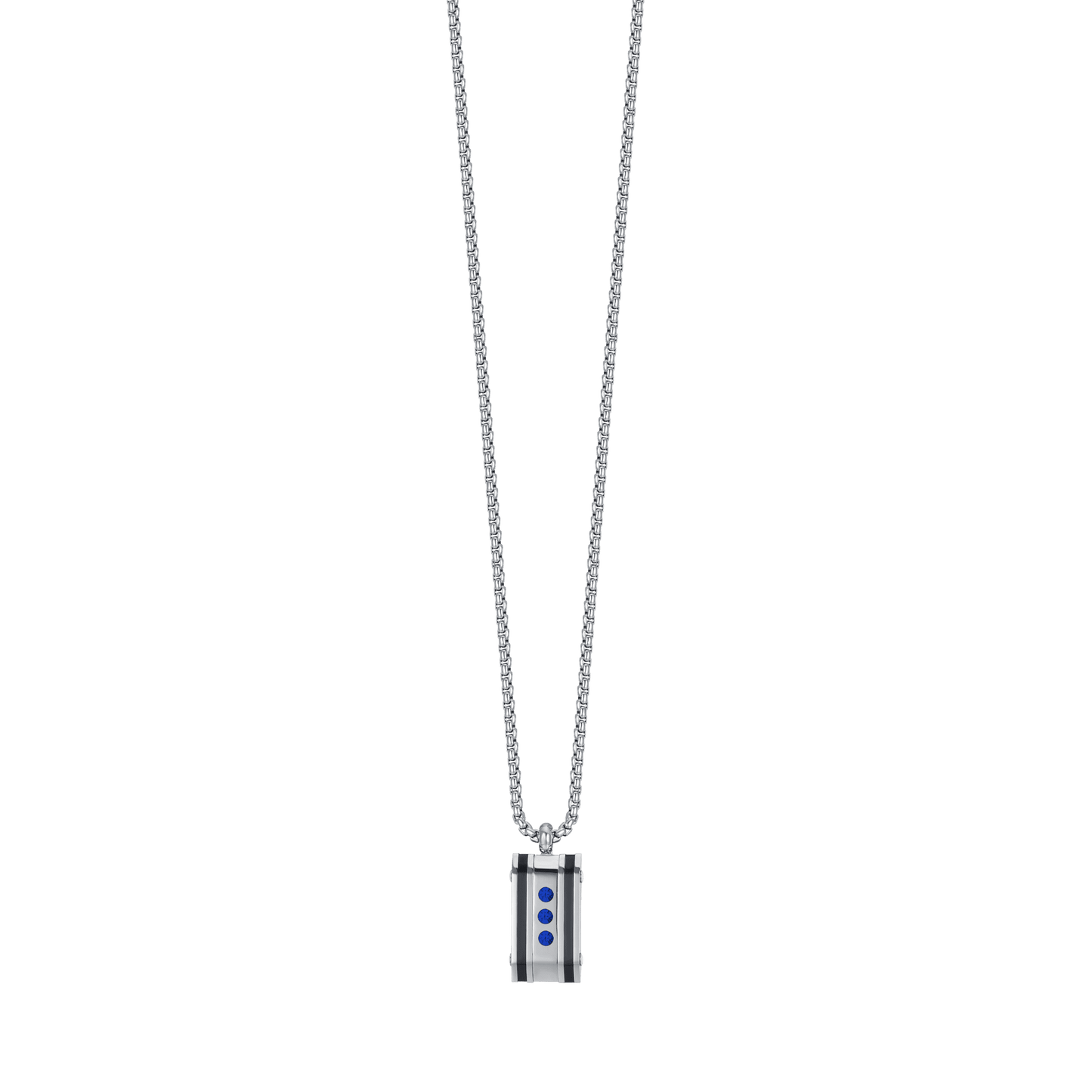 COLLIER POUR HOMME EN ACIER AVEC PLAQUE DE CRISTAL BLEU