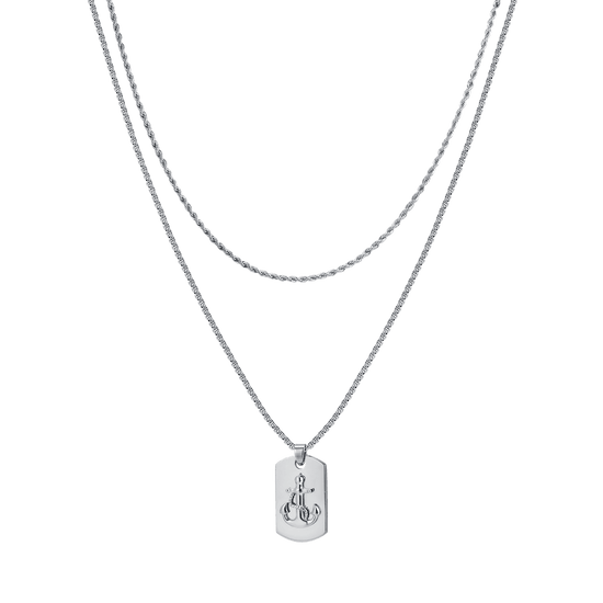 COLLIER EN ACIER POUR HOMMES AVEC PLAQUE D'ANCRAGE