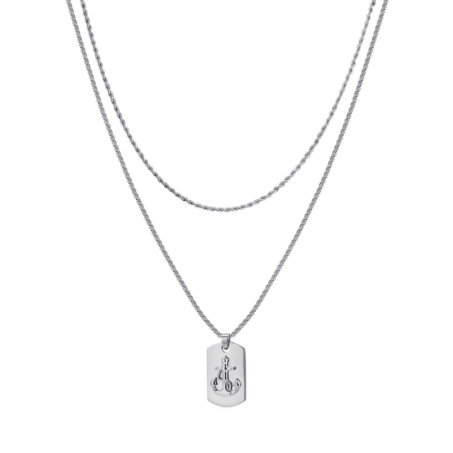 COLLIER EN ACIER POUR HOMMES AVEC PLAQUE D'ANCRAGE