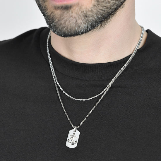 COLLIER EN ACIER POUR HOMMES AVEC PLAQUE D'ANCRAGE