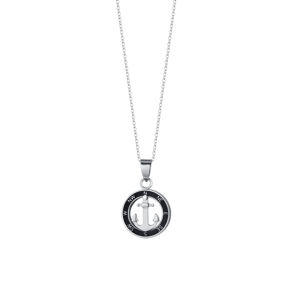 COLLIER HOMME EN ACIER AVEC ANCRE EN ÉMAIL NOIR