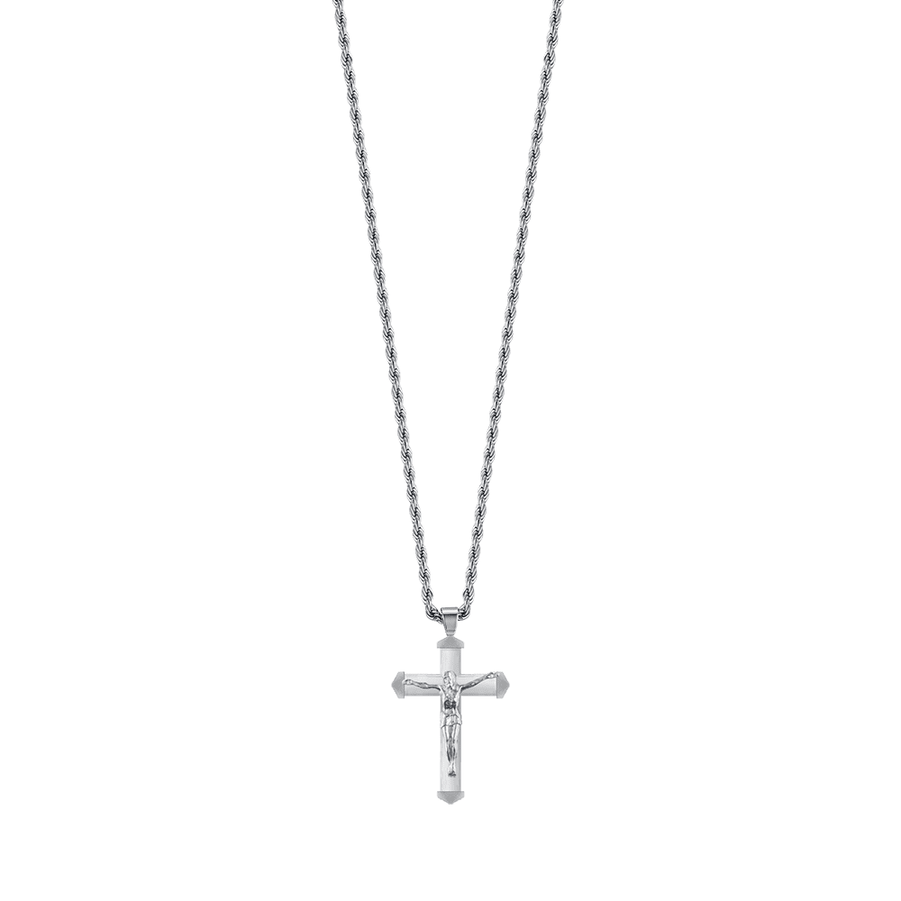 COLLIER HOMME EN ACIER AVEC CRUCIFIX