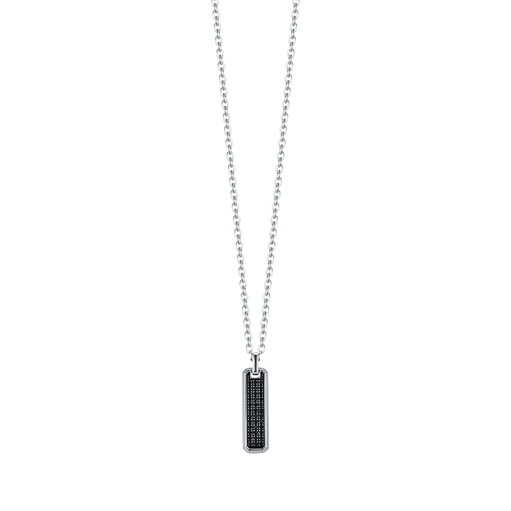 COLLIER HOMME EN ACIER AVEC ÉLÉMENT EN CRISTAL NOIR