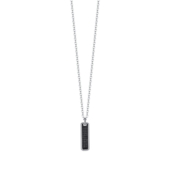 COLLIER HOMME EN ACIER AVEC ÉLÉMENT EN CRISTAL NOIR