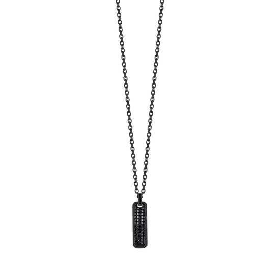 COLLIER POUR HOMME EN ACIER INOXYDABLE NOIR AVEC ÉLÉMENT EN CRISTAL NOIR