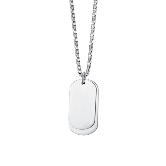 COLLIER HOMME EN ACIER AVEC PLAQUES D'ARGENT