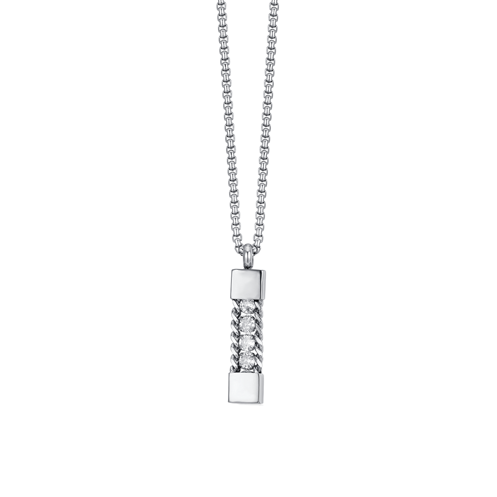 COLLIER HOMME EN ACIER AVEC CRISTAUX BLANCS