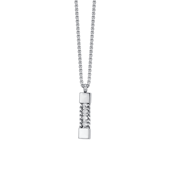 COLLIER HOMME EN ACIER AVEC CRISTAUX BLANCS