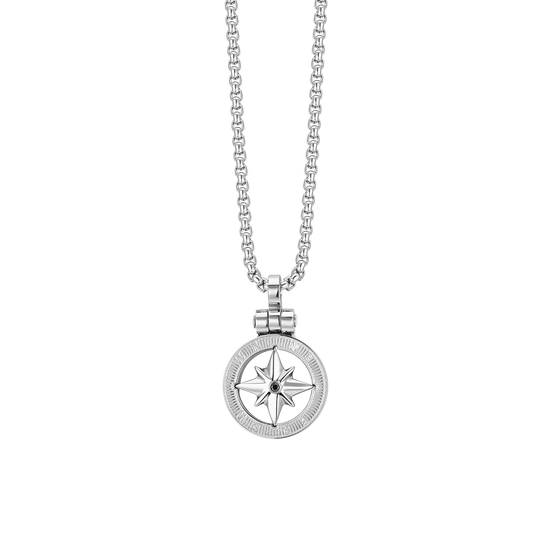 COLLIER POUR HOMME EN ACIER AVEC ROSE DES VENTS