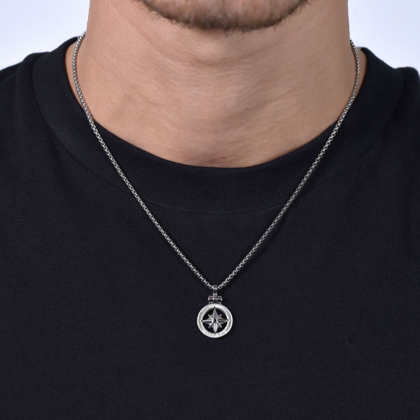 COLLIER D'ACIER POUR HOMME AVEC ROSE DE VENT Luca Barra