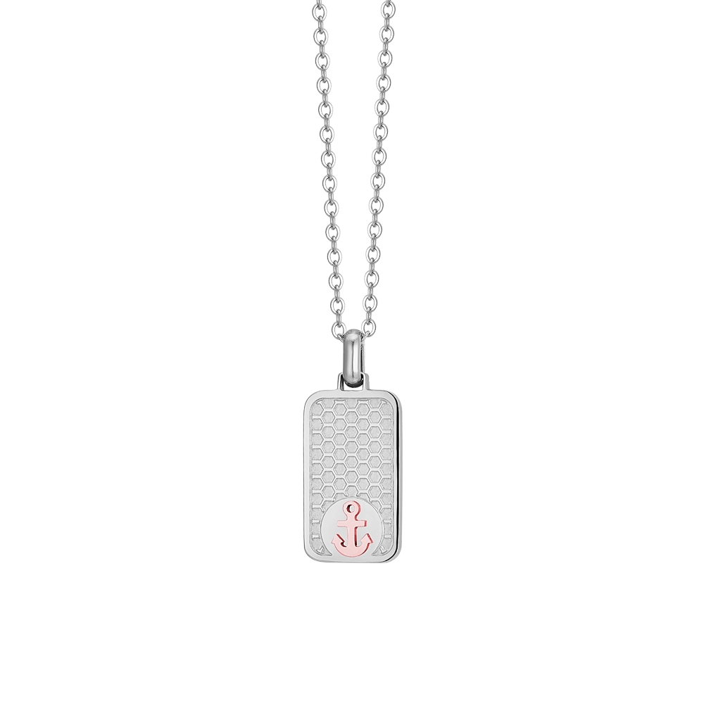 COLLIER HOMME EN ACIER AVEC ANCRE ROSE IP