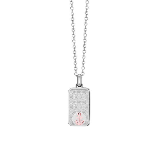 COLLIER HOMME EN ACIER AVEC ANCRE ROSE IP