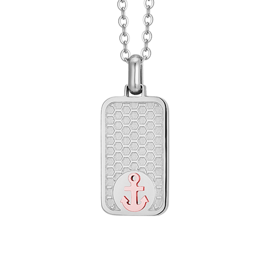 COLLIER HOMME EN ACIER AVEC ANCRE ROSE IP