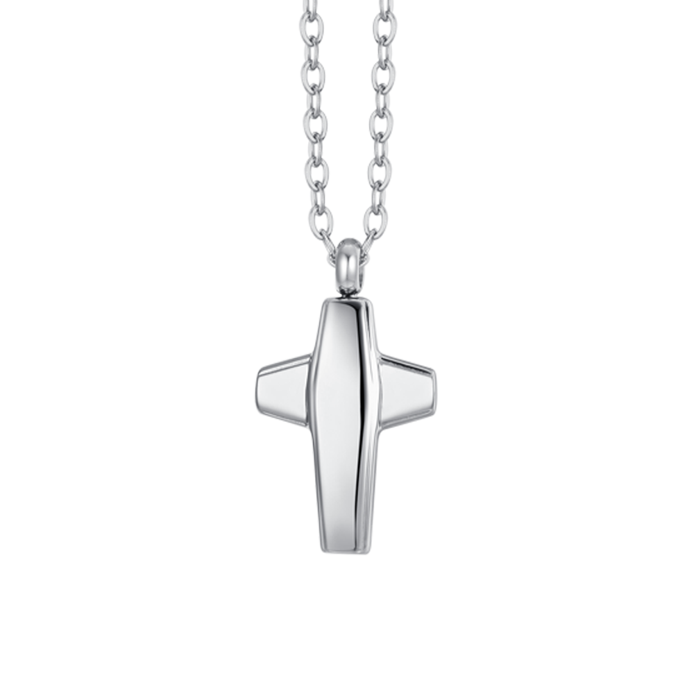 COLLIER EN ACIER POUR HOMMES AVEC CROIX