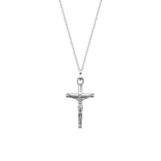 COLLIER HOMME EN ACIER AVEC CRUCIFIX