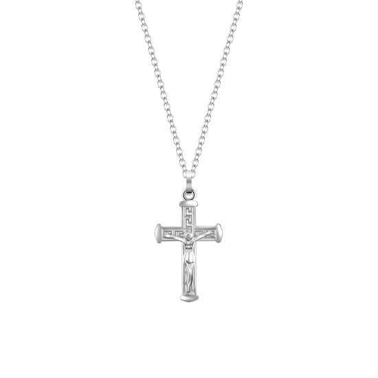 COLLIER HOMME EN ACIER AVEC CRUCIFIX