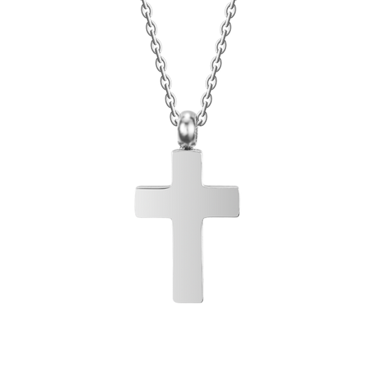 COLLIER EN ACIER POUR HOMMES AVEC CROIX