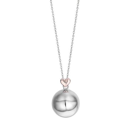 COLLIER APPEL DE L'ANGE EN ACIER, PENDENTIF EN MÉTAL AVEC CŒUR ROSE