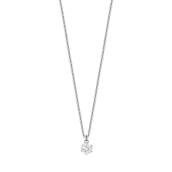 COLLIER POUR FEMMES EN ACIER AVEC CRISTAL BLANC DE 6 MM