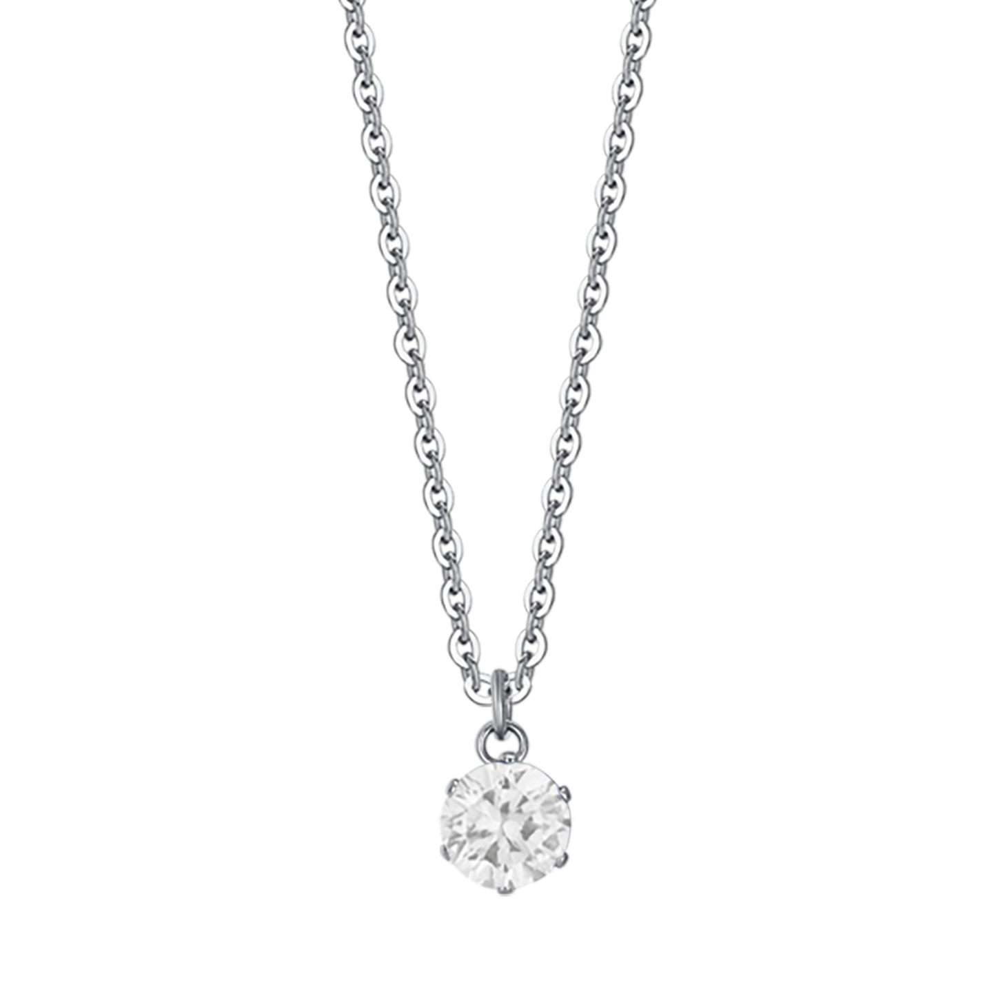 COLLIER POUR FEMMES EN ACIER AVEC CRISTAL BLANC DE 6 MM