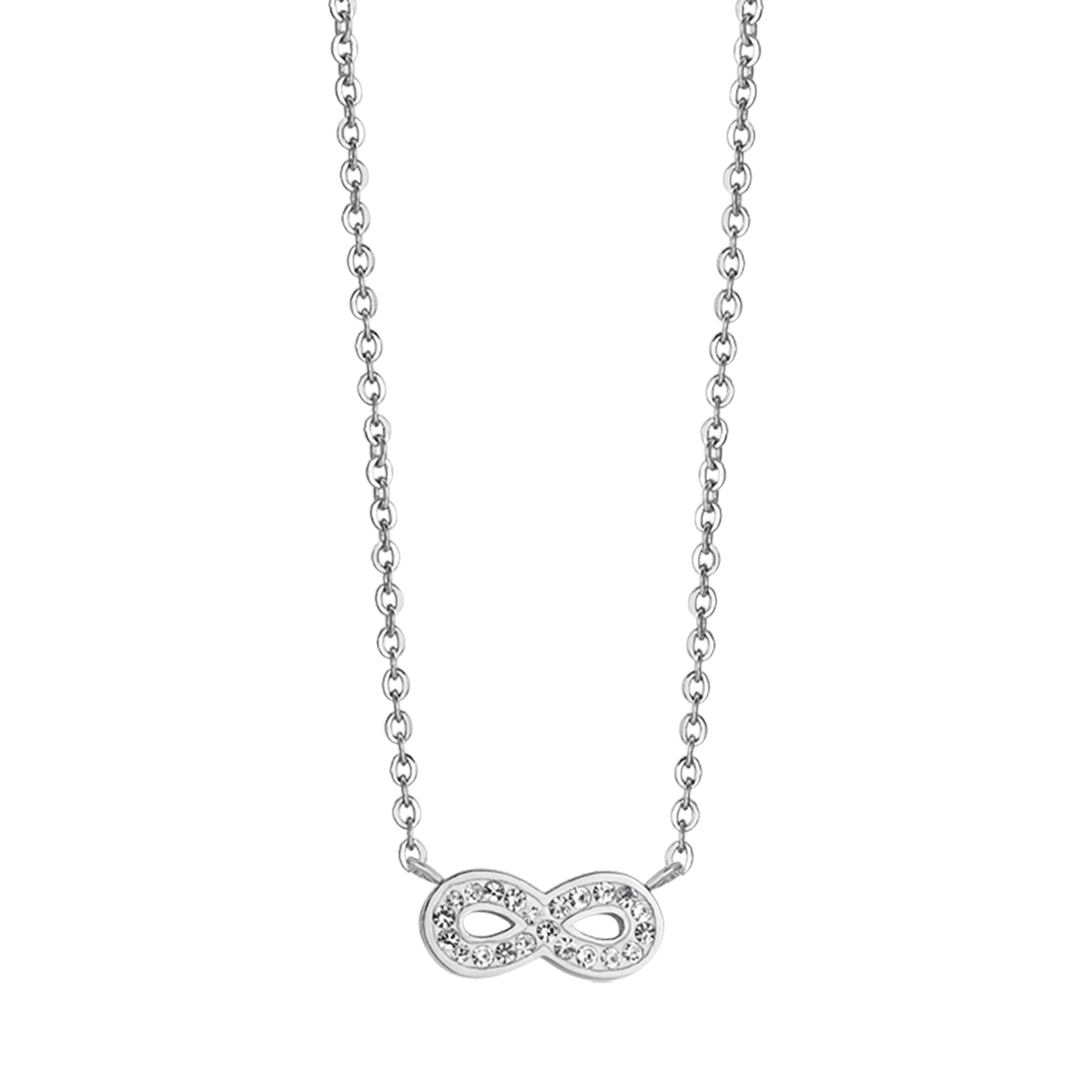 COLLIER EN ACIER POUR FEMMES AVEC INFINI ET CRISTAUX BLANCS