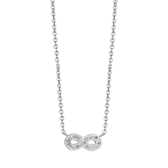 COLLIER EN ACIER POUR FEMMES AVEC INFINI ET CRISTAUX BLANCS