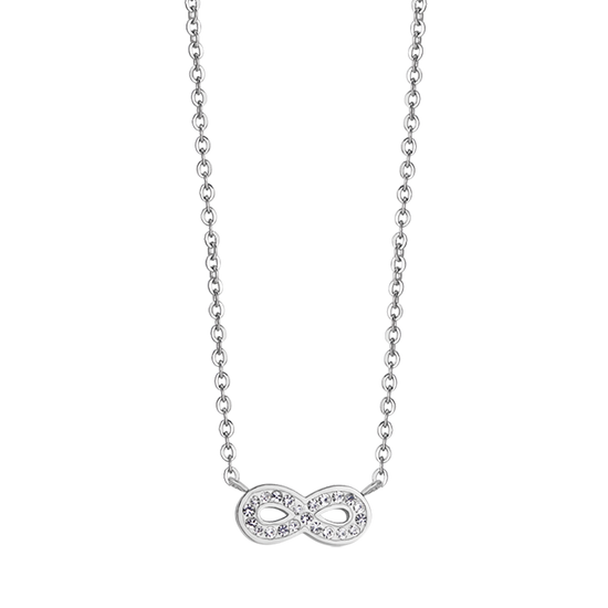 COLLIER EN ACIER POUR FEMMES AVEC INFINI ET CRISTAUX BLANCS