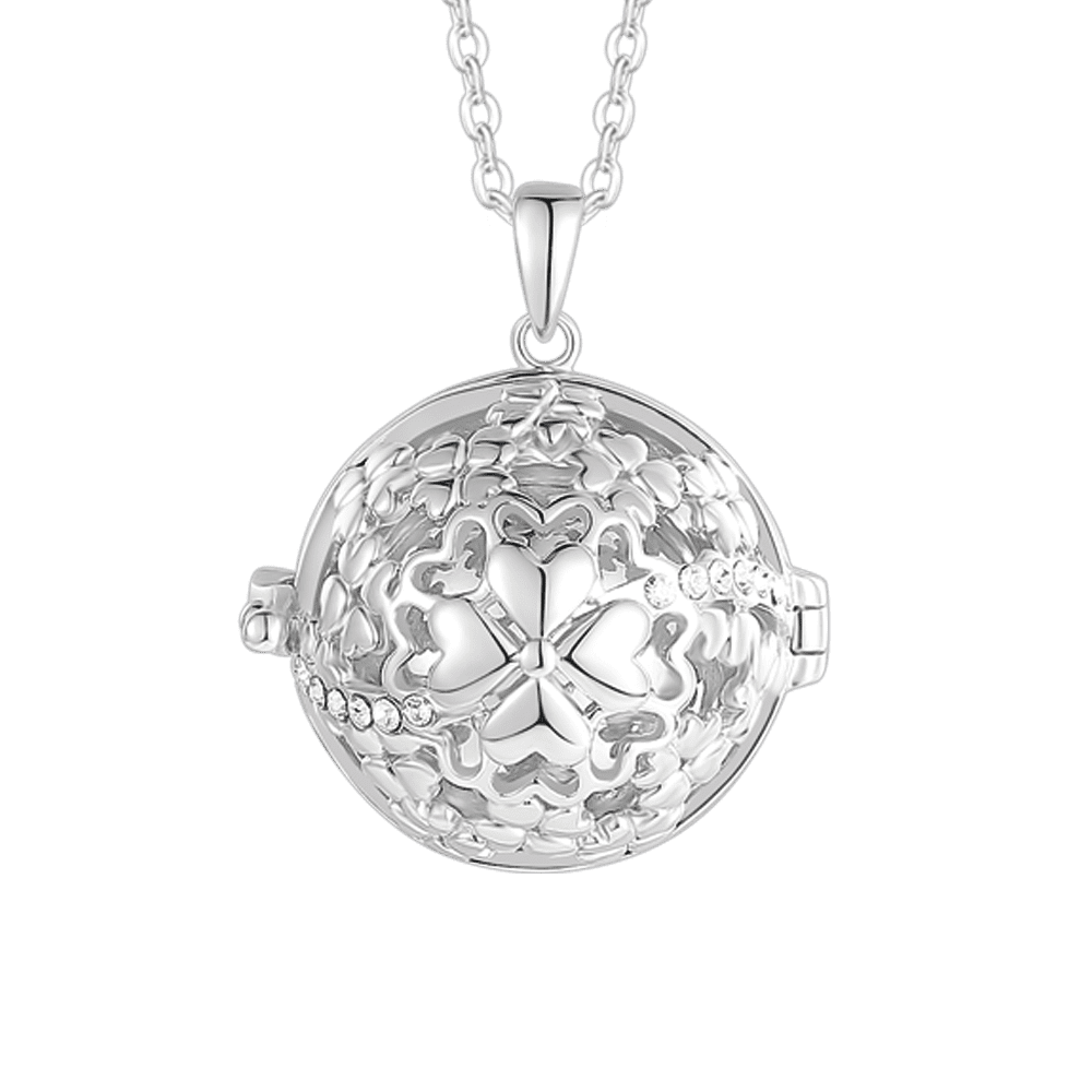 COLLIER APPEL DE L'ANGE EN ACIER, PENDENTIF TRÈFLE À QUATRE FEUILLES EN MÉTAL