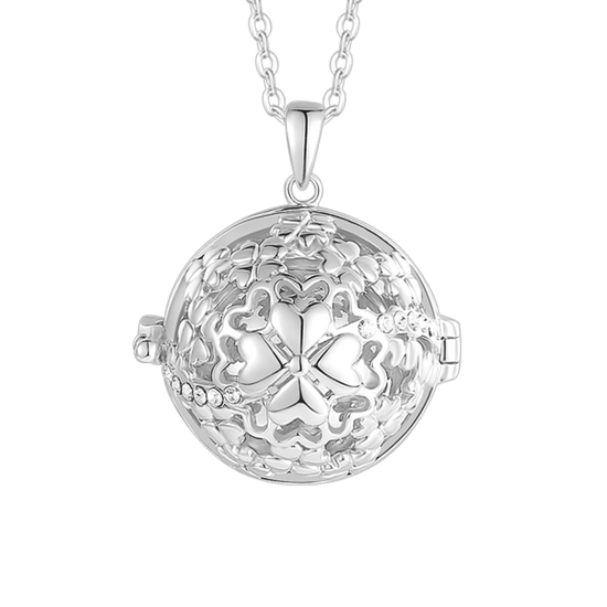 COLLIER APPEL DE L'ANGE EN ACIER, PENDENTIF TRÈFLE À QUATRE FEUILLES EN MÉTAL