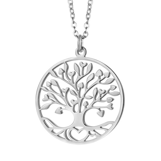 COLLIER LONG EN ACIER POUR FEMMES AVEC ARBRE DE VIE