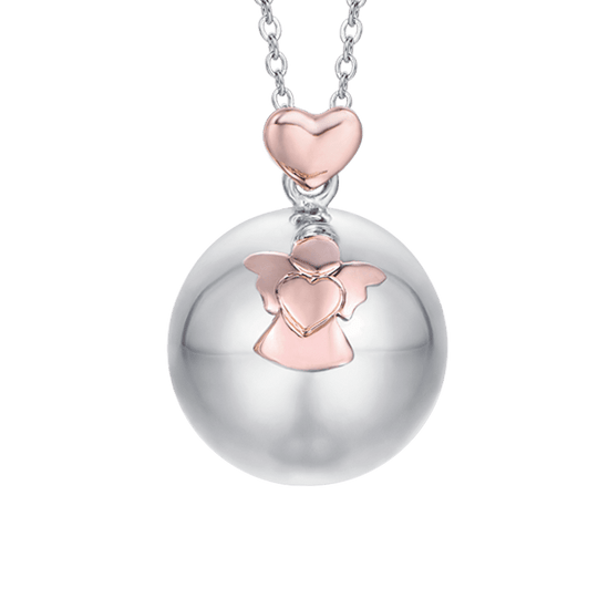 COLLIER ANGE EN ACIER PENDENTIF EN MÉTAL AVEC ANGE ET COEUR