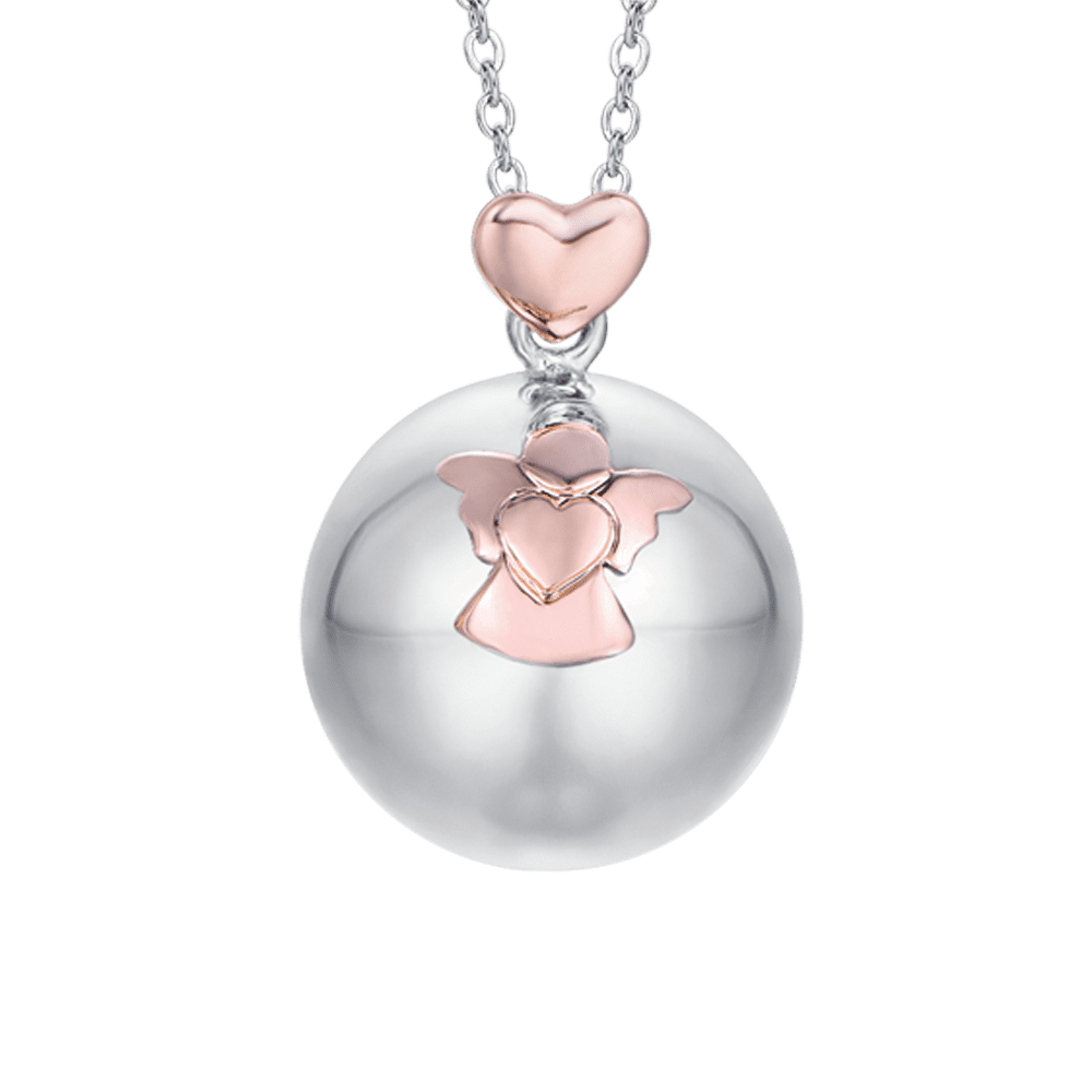 COLLIER ANGE EN ACIER PENDENTIF EN MÉTAL AVEC ANGE ET COEUR