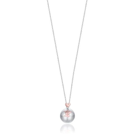 COLLIER ANGE EN ACIER PENDENTIF EN MÉTAL AVEC ANGE ET COEUR