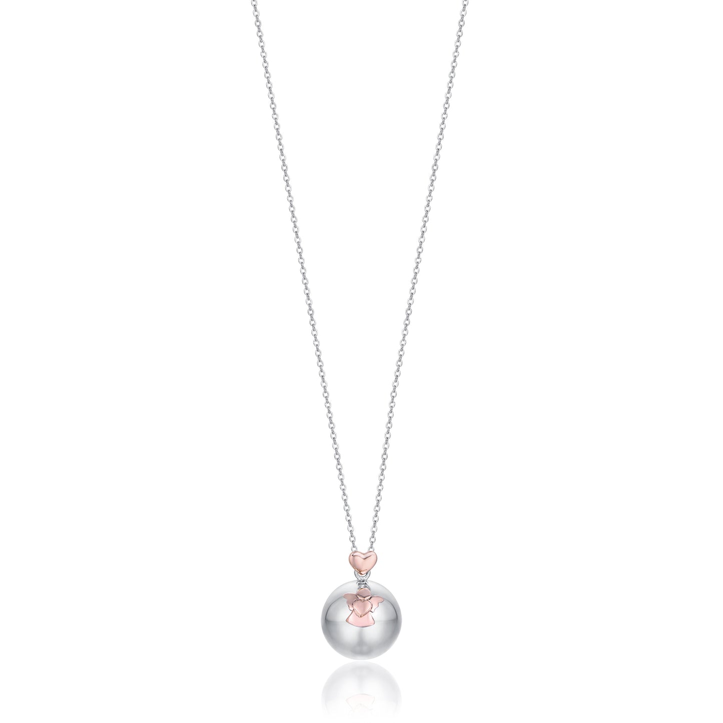 COLLIER ANGE EN ACIER PENDENTIF EN MÉTAL AVEC ANGE ET COEUR