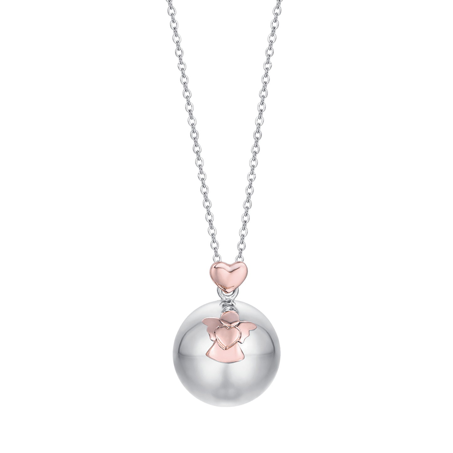 COLLIER ANGE EN ACIER PENDENTIF EN MÉTAL AVEC ANGE ET COEUR