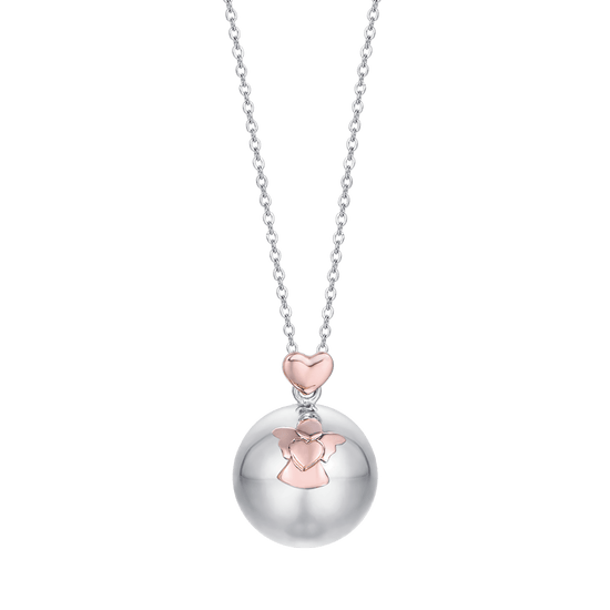 COLLIER ANGE EN ACIER PENDENTIF EN MÉTAL AVEC ANGE ET COEUR