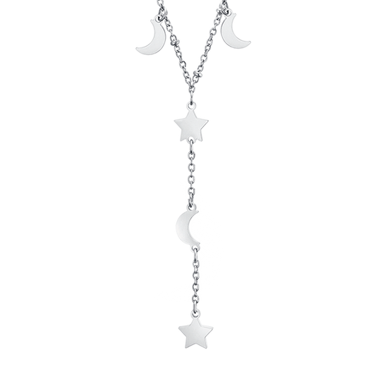 COLLIER EN ACIER AVEC ÉTOILES ET LUNES