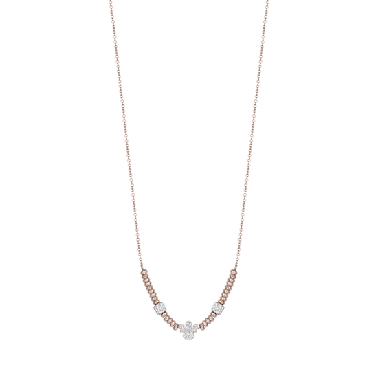 COLLIER ACIER IP ROSE AVEC ANGE AVEC CRISTAUX BLANCS